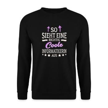 So sieht eine richtig coole Informatikerin aus - Unisex Pullover - Schwarz - Vorne - Alina (178cm) & Michal (187cm)