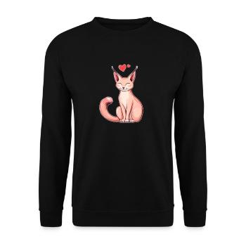 Rosy Cat with Heart – Loving & Playful - Unisex Sweatshirt - black - Front - Alina (178cm) & Michal (187cm)