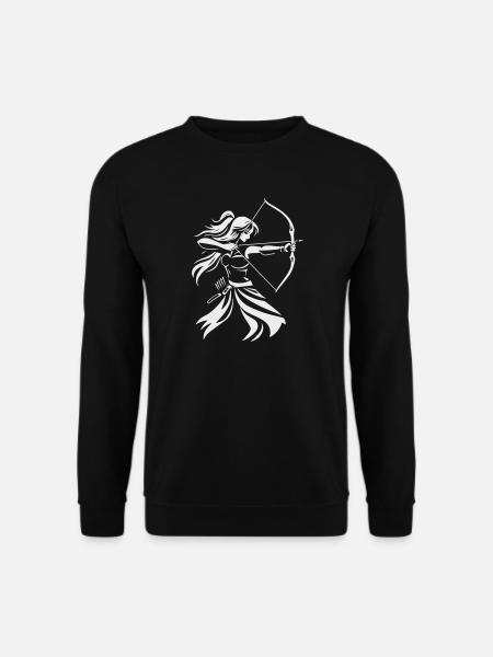 Bogenschütze-Silhouette mit Bogen - Unisex Pullover - Schwarz