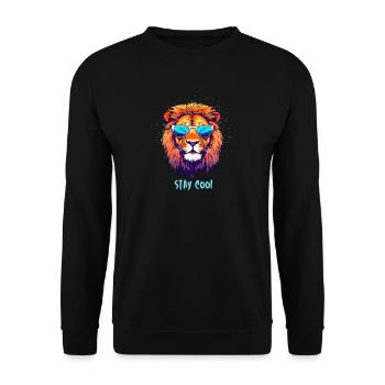Neon Lion with Sunglasses Stay Cool - Unisex Sweatshirt - black - Front - Alina (178cm) & Michal (187cm)