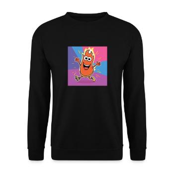 Flame Buddy Run Bright Cartoon - Unisex Sweatshirt - black - Front - Alina (178cm) & Michal (187cm)