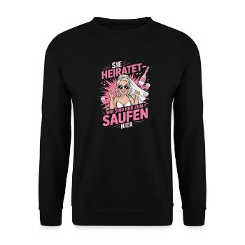 Funny German Hen Party Sie Heiratet Design - Sweat-shirt Unisexe - noir - Devant - Alina (178cm) & Michal (187cm)