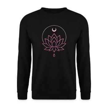 Lotus & Moon - Spiritual Yoga Design in Pink - Unisex Sweatshirt - black - Front - Alina (178cm) & Michal (187cm)