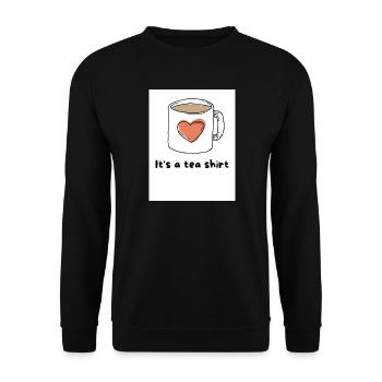 Herz Kaffeebecher Tee Shirt Design - Unisex Pullover - Schwarz - Vorne - Alina (178cm) & Michal (187cm)