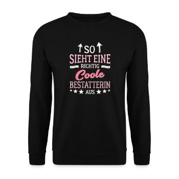 So sieht eine richtig coole Bestatterin aus - Unisex Pullover - Schwarz - Vorne - Alina (178cm) & Michal (187cm)