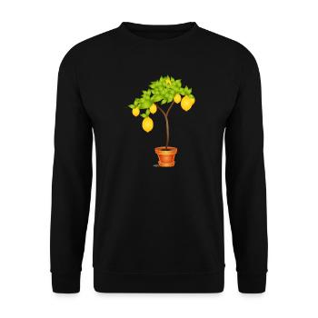 Mediterranean lemon tree motif in pot - Unisex Sweatshirt - black - Front - Alina (178cm) & Michal (187cm)