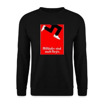 Mitlaufer sind auch Nazis Zeichen Setzengegen AFD - Unisex Pullover - Schwarz - Vorne - Alina (178cm) & Michal (187cm)