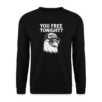 Du bist heute Abend frei, Adler, 4. Juli - Unisex Pullover - Schwarz - Vorne - Alina (178cm) & Michal (187cm)