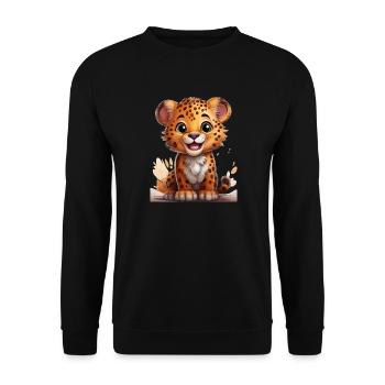 Playful cheetah motif for children - Unisex Sweatshirt - black - Front - Alina (178cm) & Michal (187cm)