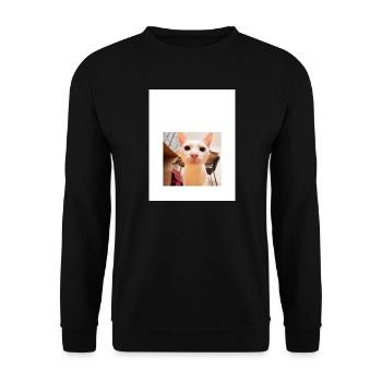 Playful Cat Portrait with Sniffing Detail - Unisex Sweatshirt - black - Front - Alina (178cm) & Michal (187cm)