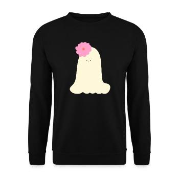 Playful Halloween Ghost - Unisex Sweatshirt - black - Front - Alina (178cm) & Michal (187cm)