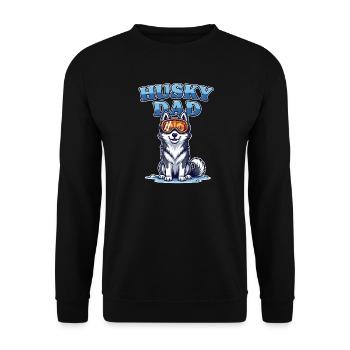Husky Dad Design - in the snow with ski goggles - Unisex Sweatshirt - black - Front - Alina (178cm) & Michal (187cm)