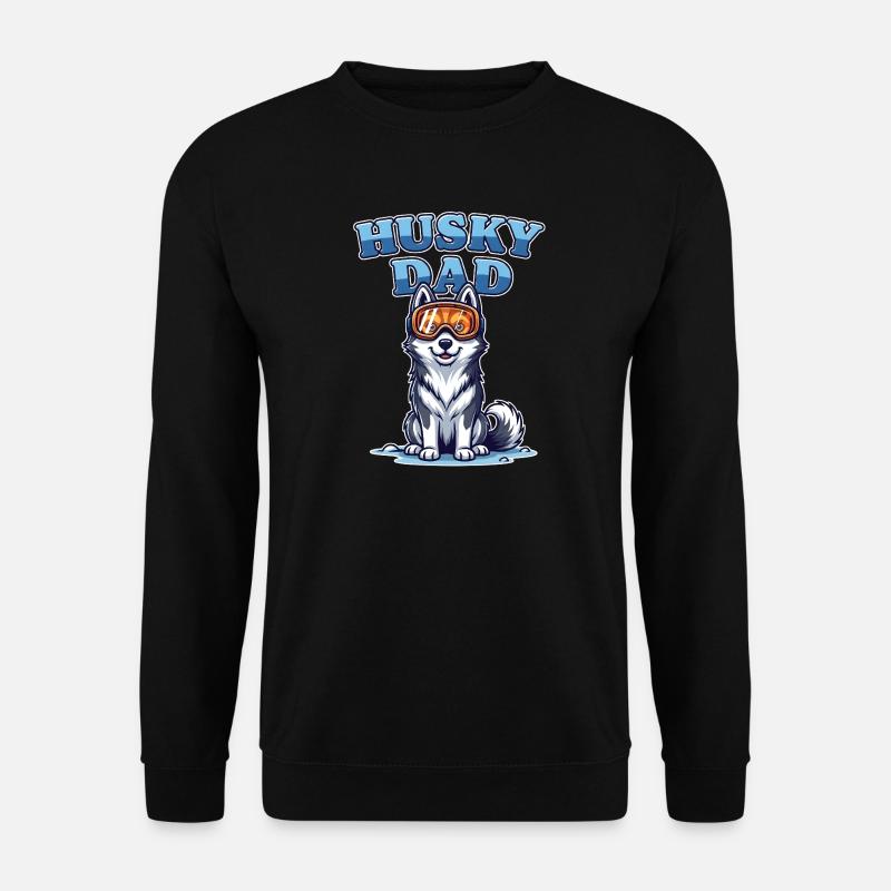 Husky Dad Design - im Schnee mit Skibrille - Unisex Pullover - Schwarz