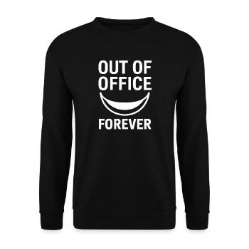 Out of Office Forever – Chemise de retraité - Sweat-shirt Unisexe - noir - Devant - Alina (178cm) & Michal (187cm)