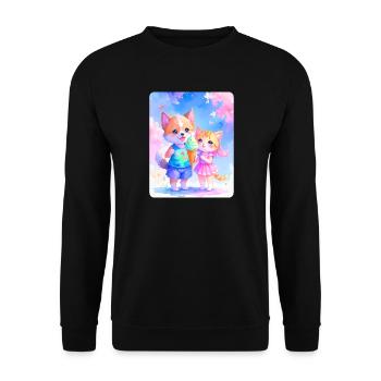 Hündchen, Kätzchen & Eiscreme - Unisex Pullover - Schwarz - Vorne - Alina (178cm) & Michal (187cm)