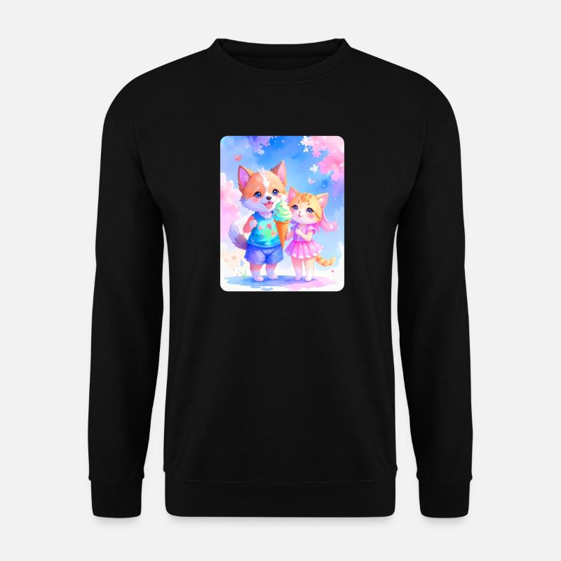 Hündchen, Kätzchen & Eiscreme - Unisex Sweatshirt - black