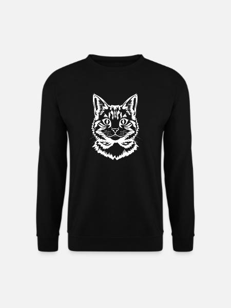 Katze weiß Katzenkopf Kätzchen Tigerkatze Geschenk - Unisex Pullover - Schwarz