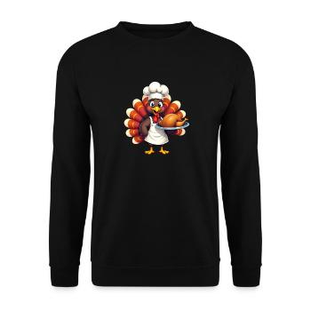Thanksgiving Truthahn Koch Thanksgiving - Unisex Pullover - Schwarz - Vorne - Alina (178cm) & Michal (187cm)