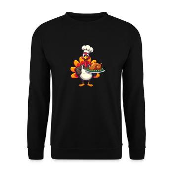 Cuisinier de dinde de Thanksgiving Thanksgiving - Sweat-shirt Unisexe - noir - Devant - Alina (178cm) & Michal (187cm)