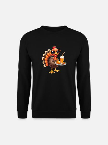 Thanksgiving Turkey with Sunglasses - Unisex Sweatshirt - black