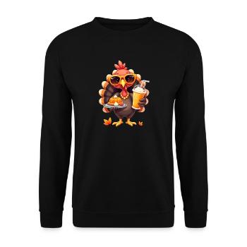 Thanksgiving Turkey with Sunglasses - Unisex Sweatshirt - black - Front - Alina (178cm) & Michal (187cm)