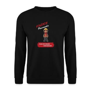 Children's Firefighter Hero Motif - Unisex Sweatshirt - black - Front - Alina (178cm) & Michal (187cm)