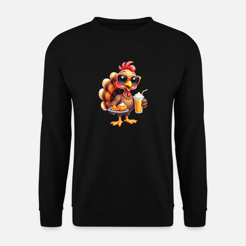 Thanksgiving Turkey with Sunglasses - Unisex Sweatshirt - black