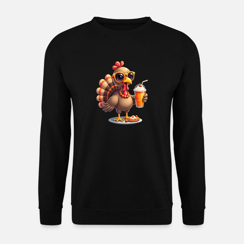 Thanksgiving Turkey with Sunglasses - Unisex Sweatshirt - black