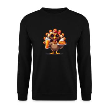 Thanksgiving Turkey with Sunglasses - Unisex Sweatshirt - black - Front - Alina (178cm) & Michal (187cm)