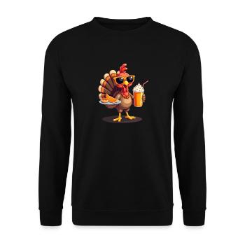 Thanksgiving Turkey with Sunglasses - Unisex Sweatshirt - black - Front - Alina (178cm) & Michal (187cm)