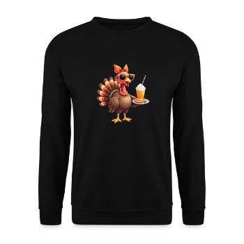 Thanksgiving Turkey with Sunglasses - Unisex Sweatshirt - black - Front - Alina (178cm) & Michal (187cm)