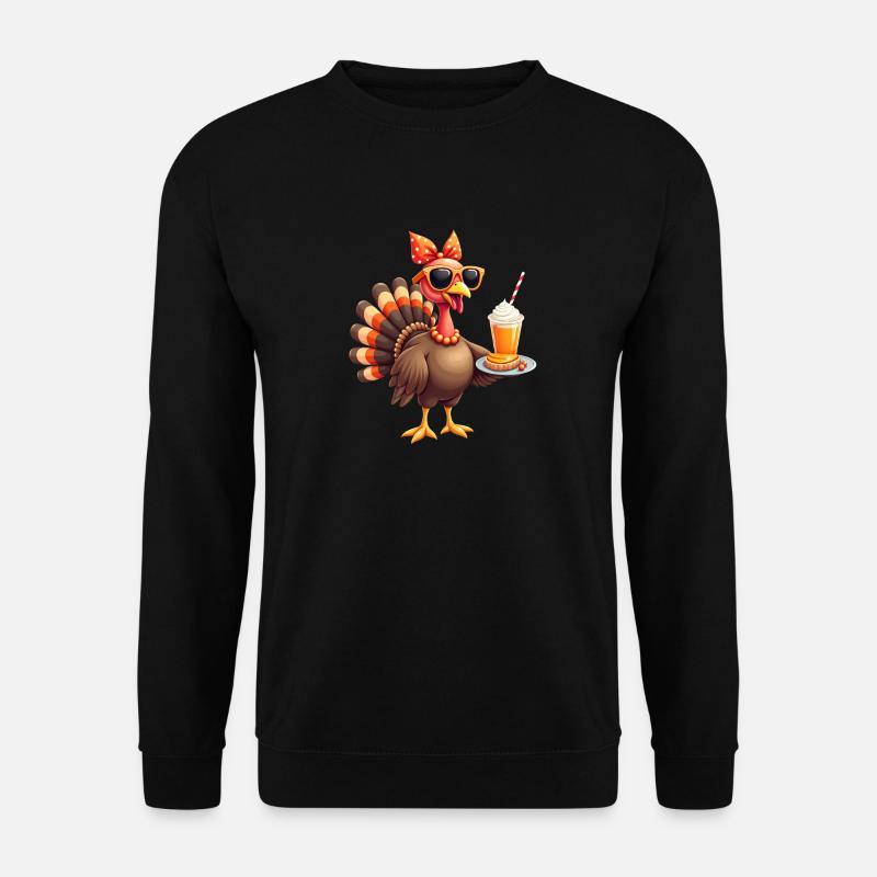 Thanksgiving Turkey with Sunglasses - Unisex Sweatshirt - black