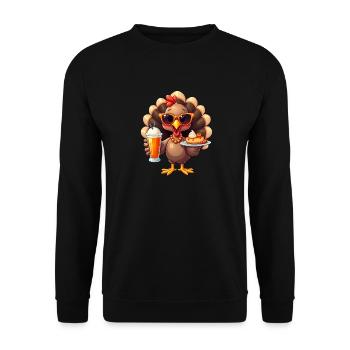 Thanksgiving Turkey with Sunglasses - Unisex Sweatshirt - black - Front - Alina (178cm) & Michal (187cm)