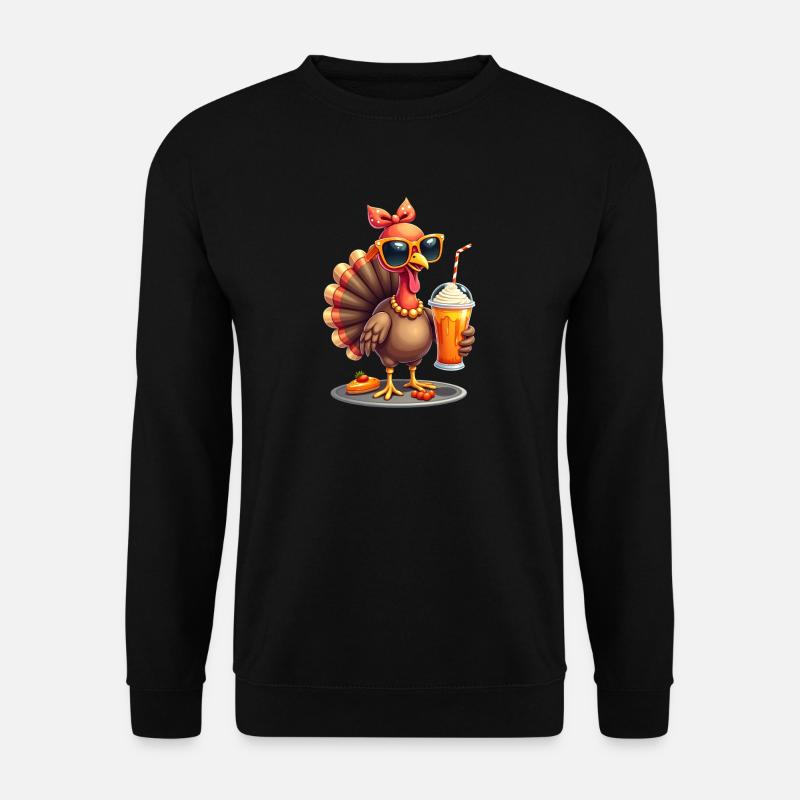 Thanksgiving Turkey with Sunglasses - Unisex Sweatshirt - black