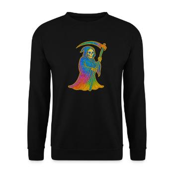Regenbogen Sensenmann - Unisex Pullover - Schwarz - Vorne - Alina (178cm) & Michal (187cm)