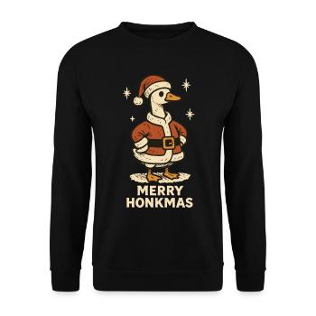 Weihnachtsgans Fröhliche Honkmas Lustige Familie Weihnachten - Unisex Pullover - Schwarz - Vorne - Alina (178cm) & Michal (187cm)