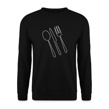Cutlery Fork Spoon - Unisex Sweatshirt - black - Front - Alina (178cm) & Michal (187cm)
