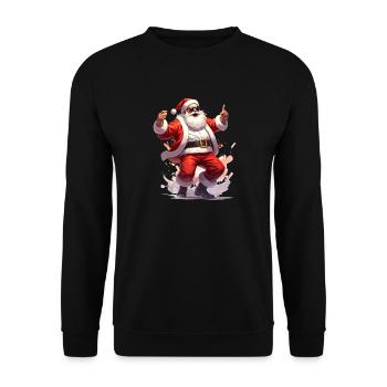 Weihnachtsmann tanzt zur Rock-Musik - Unisex Pullover - Schwarz - Vorne - Alina (178cm) & Michal (187cm)