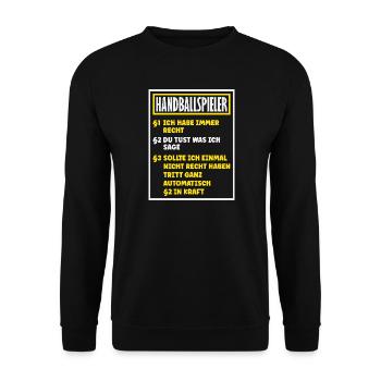 Handballspieler Handball Handballer Geschenke - Unisex Pullover - Schwarz - Vorne - Alina (178cm) & Michal (187cm)