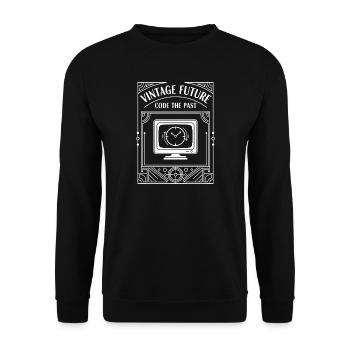 Vintage Future – Code the Past - Unisex Sweatshirt - black - Front - Alina (178cm) & Michal (187cm)