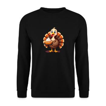 Thanksgiving Lustiger Thanksgiving Truthahn - Unisex Pullover - Schwarz - Vorne - Alina (178cm) & Michal (187cm)