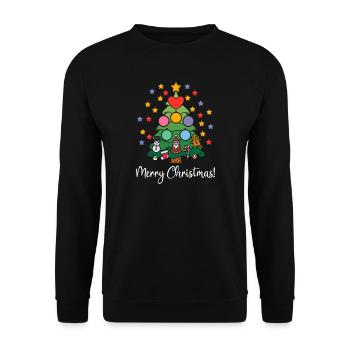 Sapin de Noël Sapin de Noël Joyeux Étoiles de Noël - Sweat-shirt Unisexe - noir - Devant - Alina (178cm) & Michal (187cm)