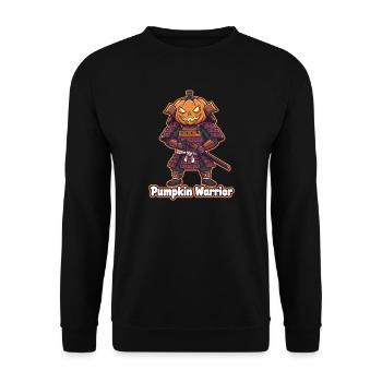 Pumpkin Warrior im Samurai Armor - Unisex Pullover - Schwarz - Vorne - Alina (178cm) & Michal (187cm)