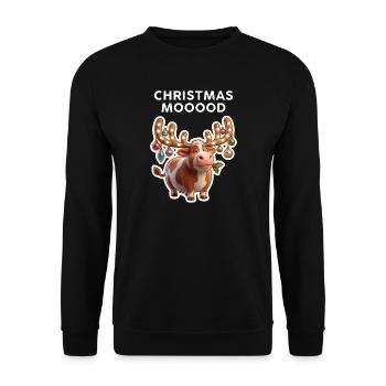 Christmas cow with glow ornaments - Unisex Sweatshirt - black - Front - Alina (178cm) & Michal (187cm)