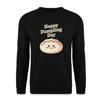 Happy Dumpling Day - Unisex Pullover - Schwarz - Vorne - Alina (178cm) & Michal (187cm)