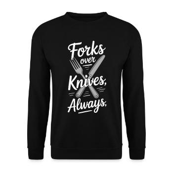 Nutritionist Forks Over Knives Always Dietitian - Unisex Pullover - Schwarz - Vorne - Alina (178cm) & Michal (187cm)