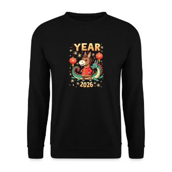 Nouvel An chinois du cheval 2026 - Sweat-shirt Unisexe - noir - Devant - Alina (178cm) & Michal (187cm)