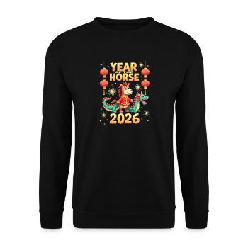 Nouvel An chinois du cheval 2026 - Sweat-shirt Unisexe - noir - Devant - Alina (178cm) & Michal (187cm)