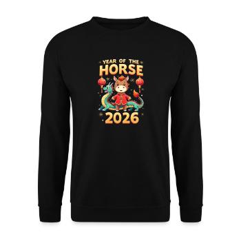 Chinese New Year Of The Horse 2026 - Unisex Sweatshirt - black - Front - Alina (178cm) & Michal (187cm)