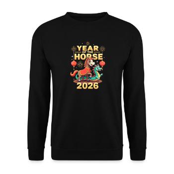 Chinese New Year Of The Horse 2026 - Unisex Sweatshirt - black - Front - Alina (178cm) & Michal (187cm)